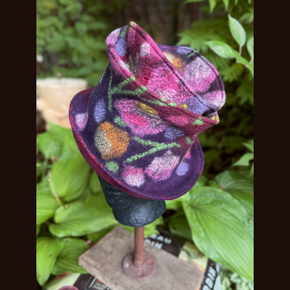 OOAK Handmade wool Felted hat 22” small