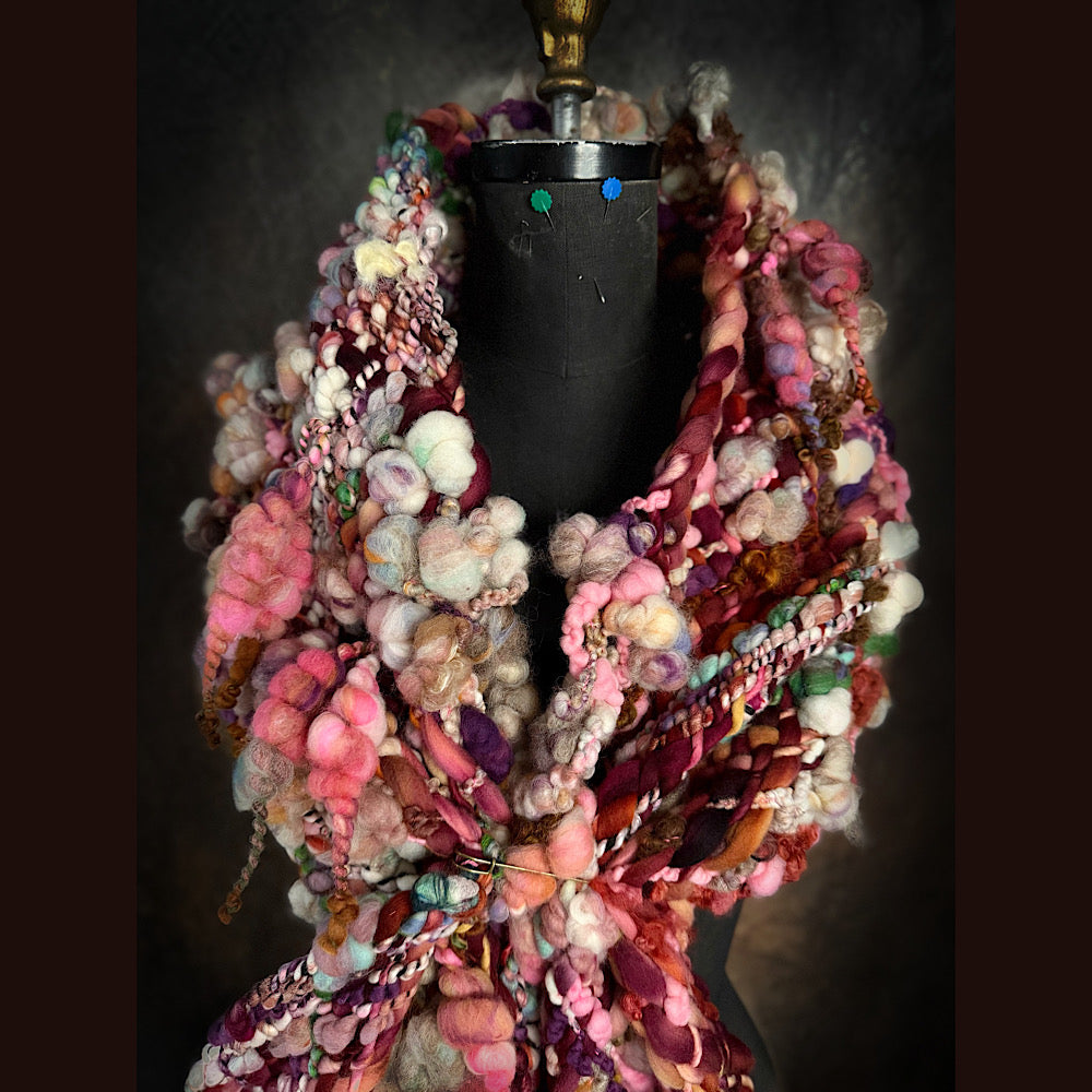 Handmade wool Woven Scarf 86” X 11”