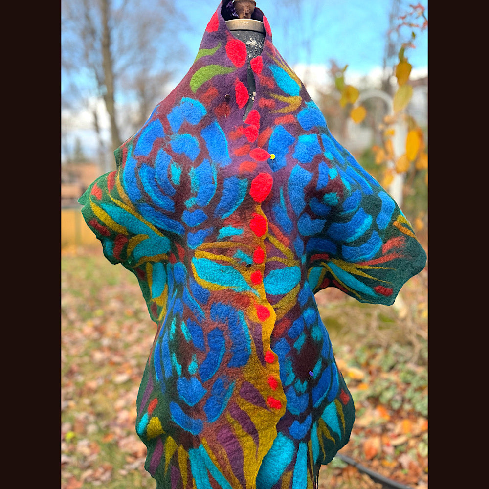 Handmade wool Felted Scarf 92” X 16”