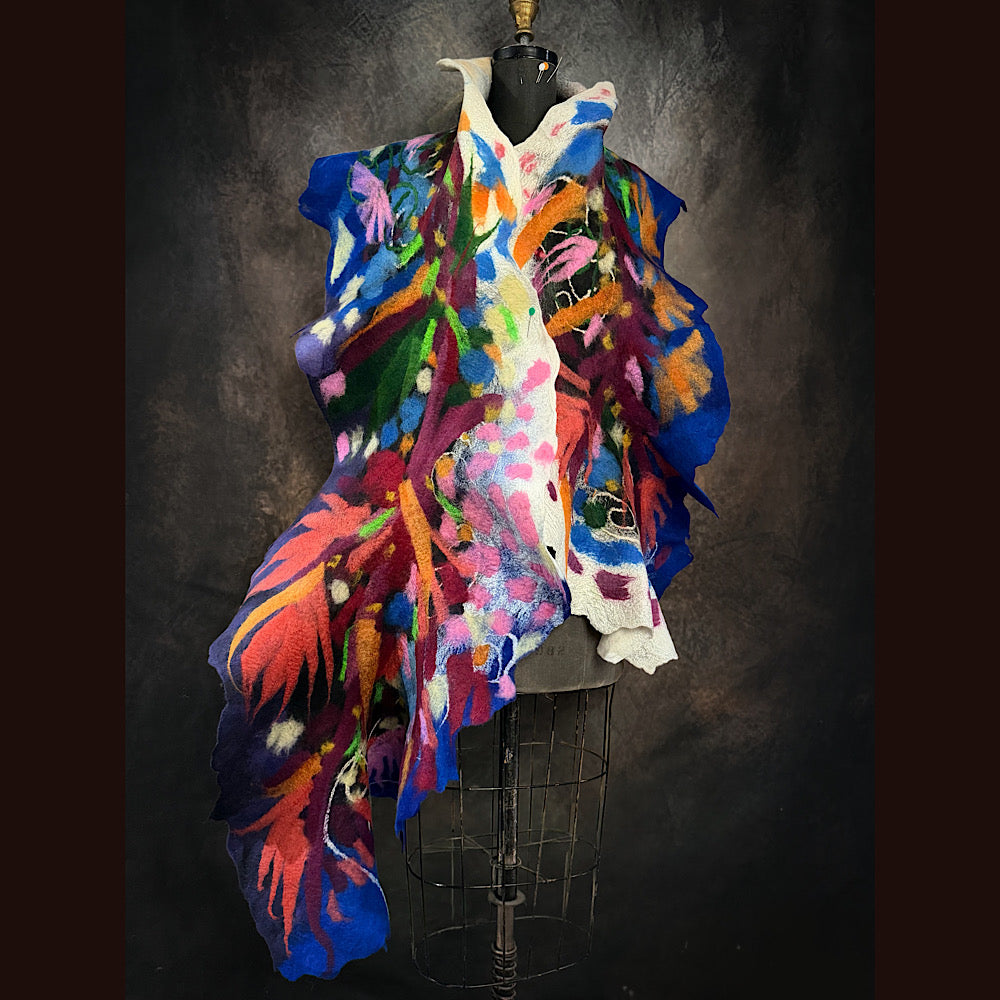 OOAK Handmade wool Felted Scarf 88” X 16”