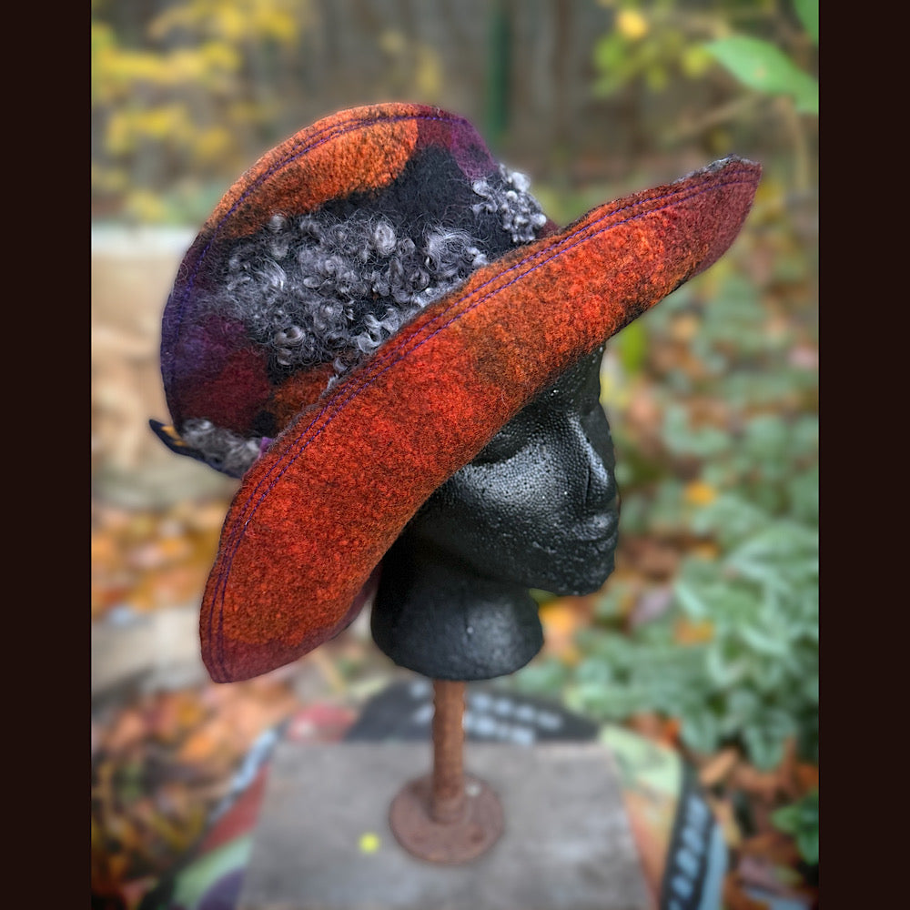 OOAK Handmade wool Felted hat 24” large