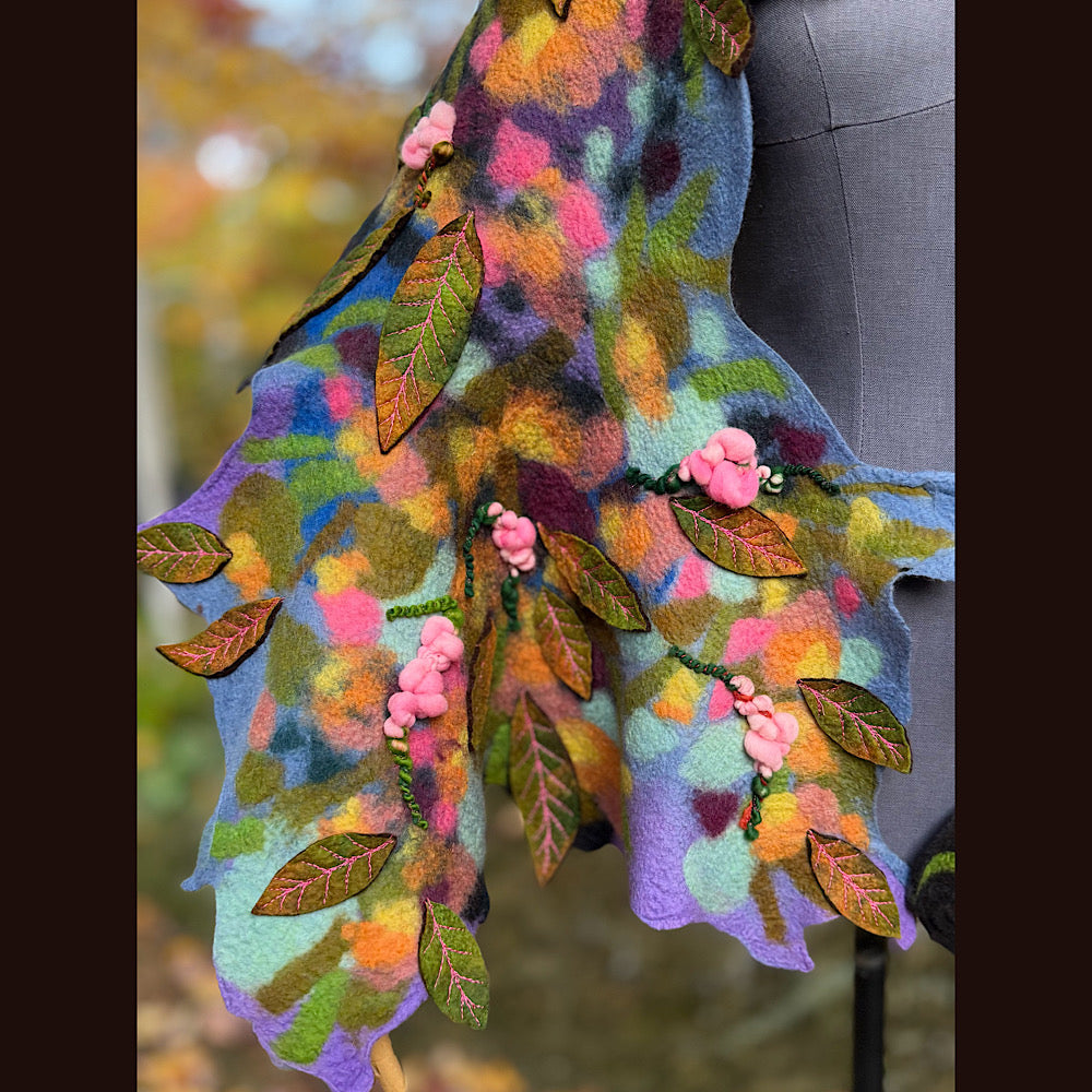 OOAK Handmade wool Felted Scarf 82” X 23” Original art work