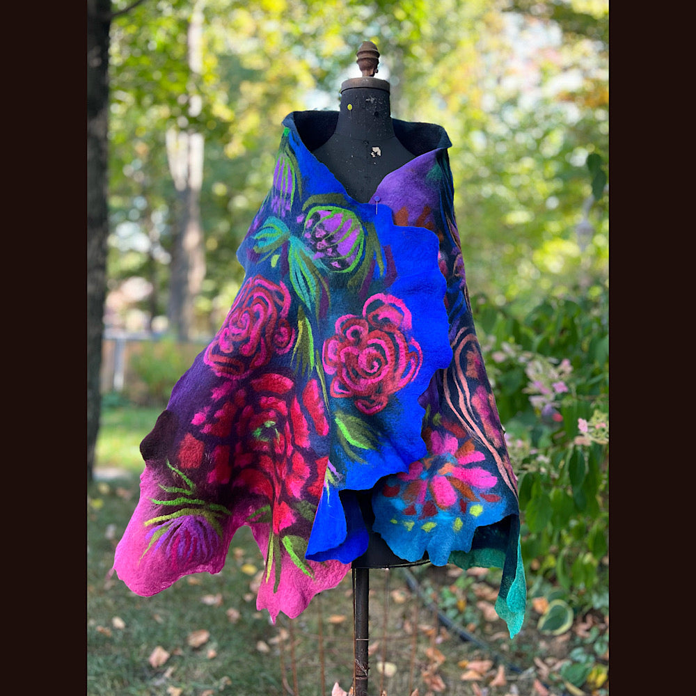 Handmade Felted Wool Scarf 80” X 26”