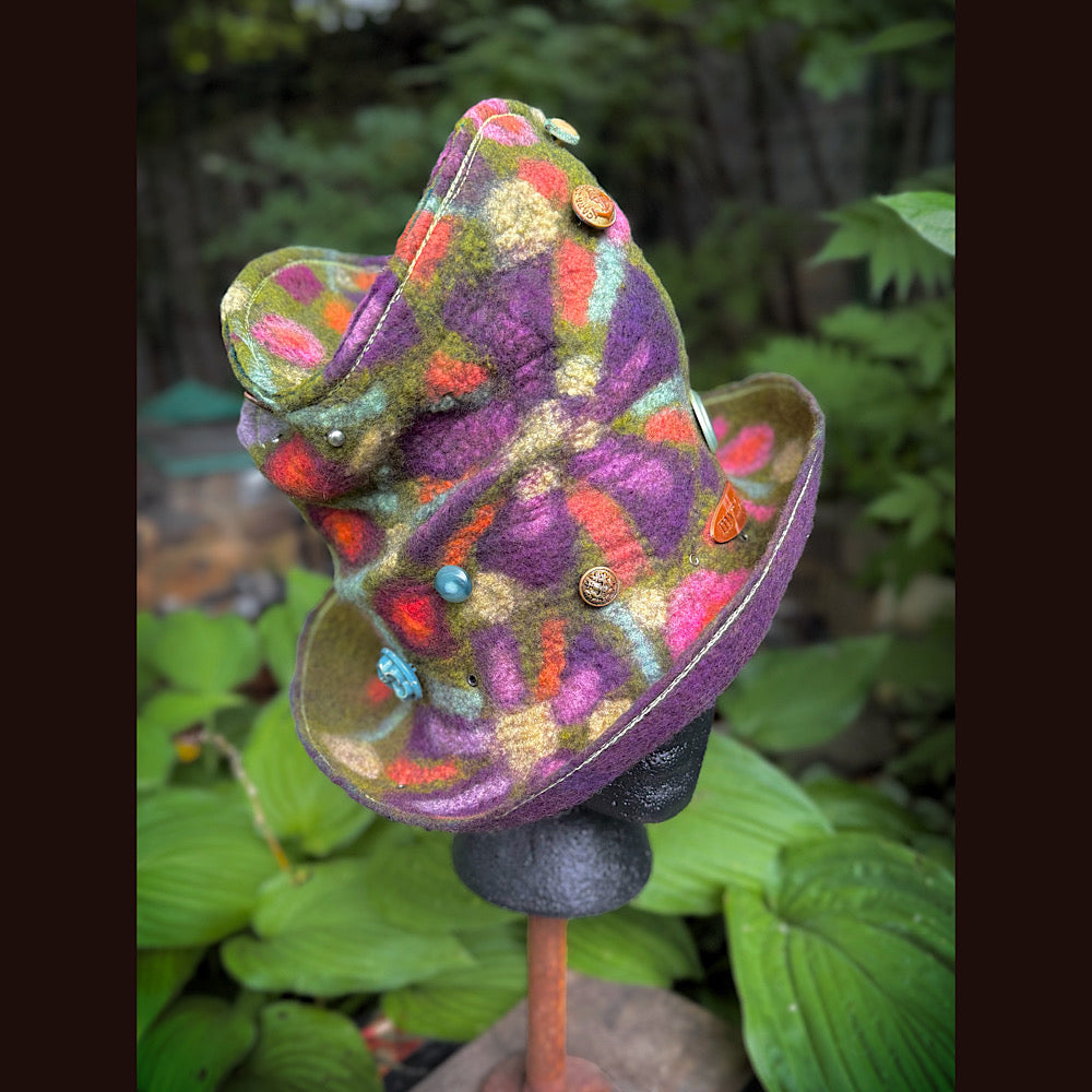 OOAK Handmade wool Felted hat 22” small