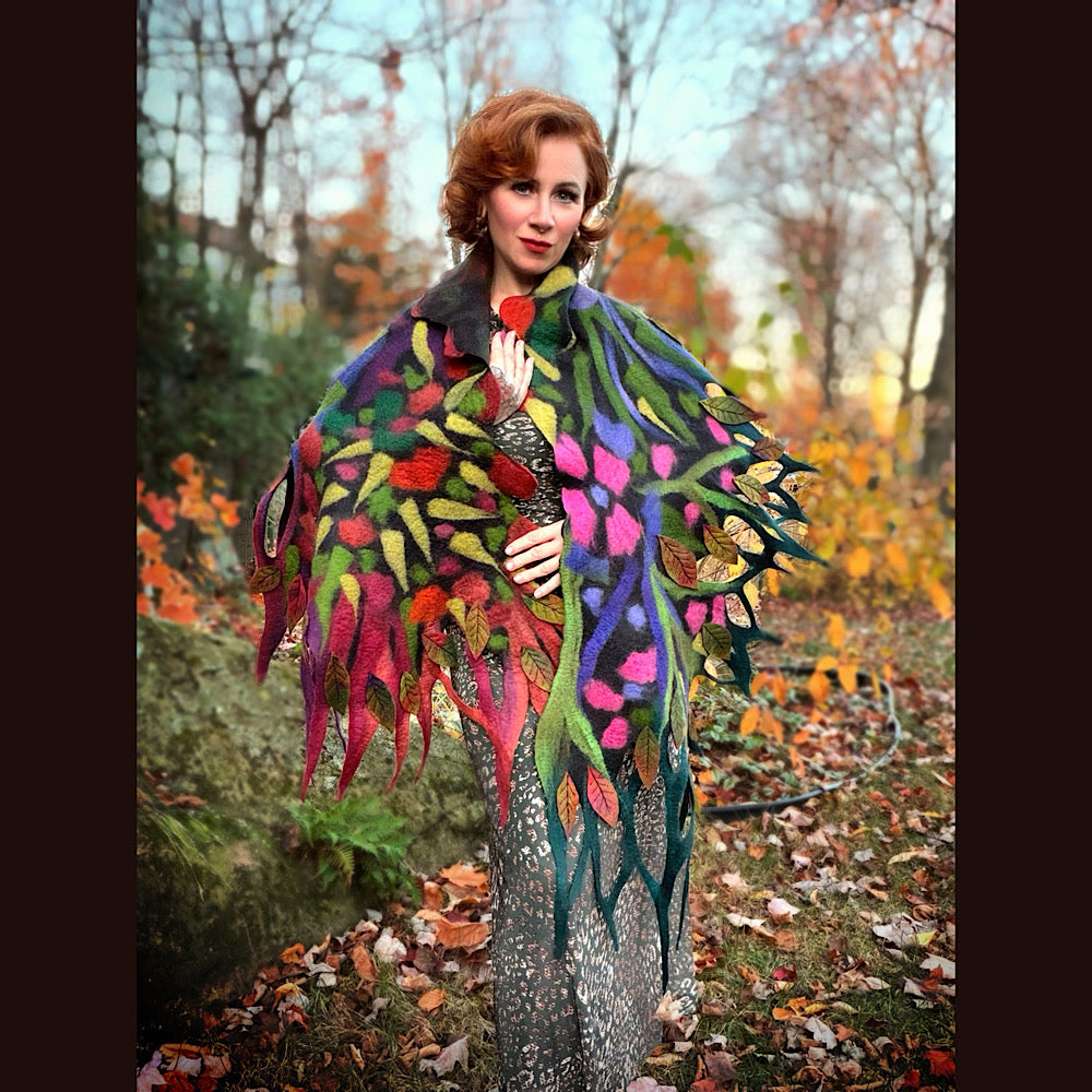 Handmade wool Felted Scarf 86 X 24”