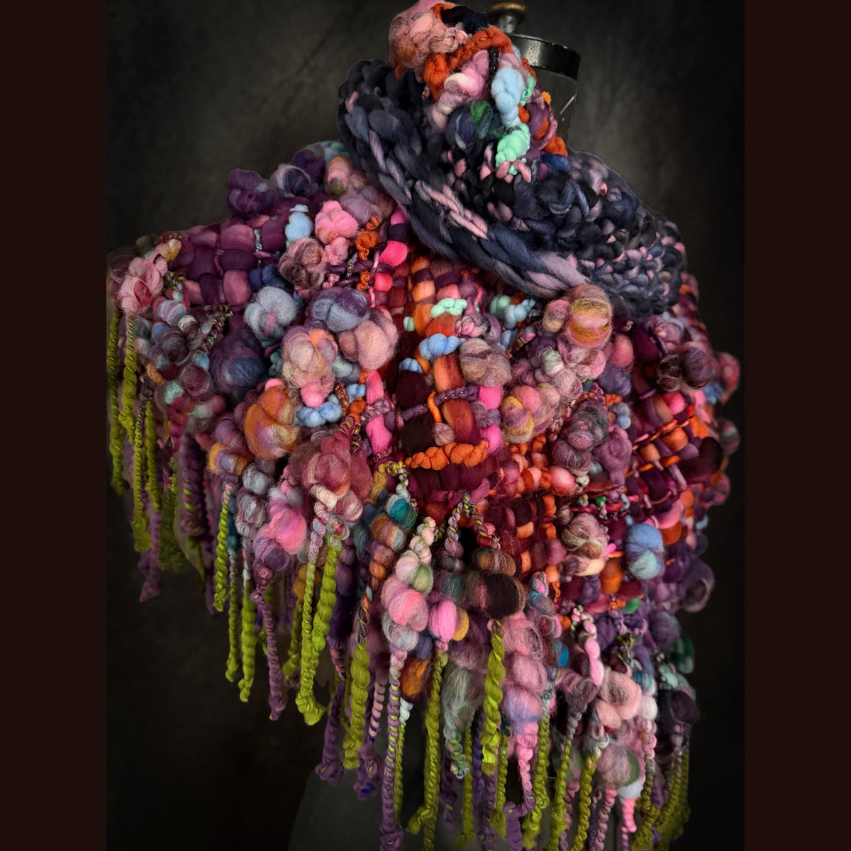 Handmade wool Woven Scarf shawlette 25” X  20” larger size