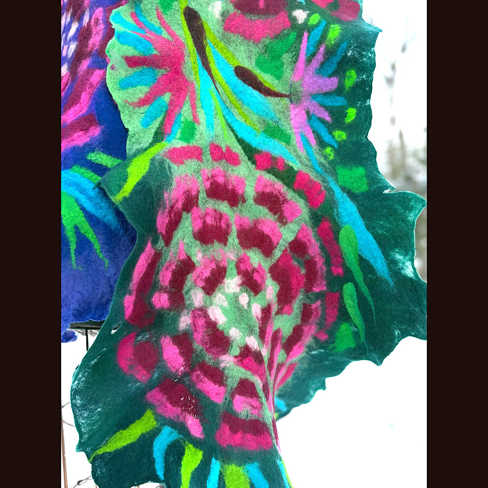 Handmade wool Felted Scarf 90” X 24”