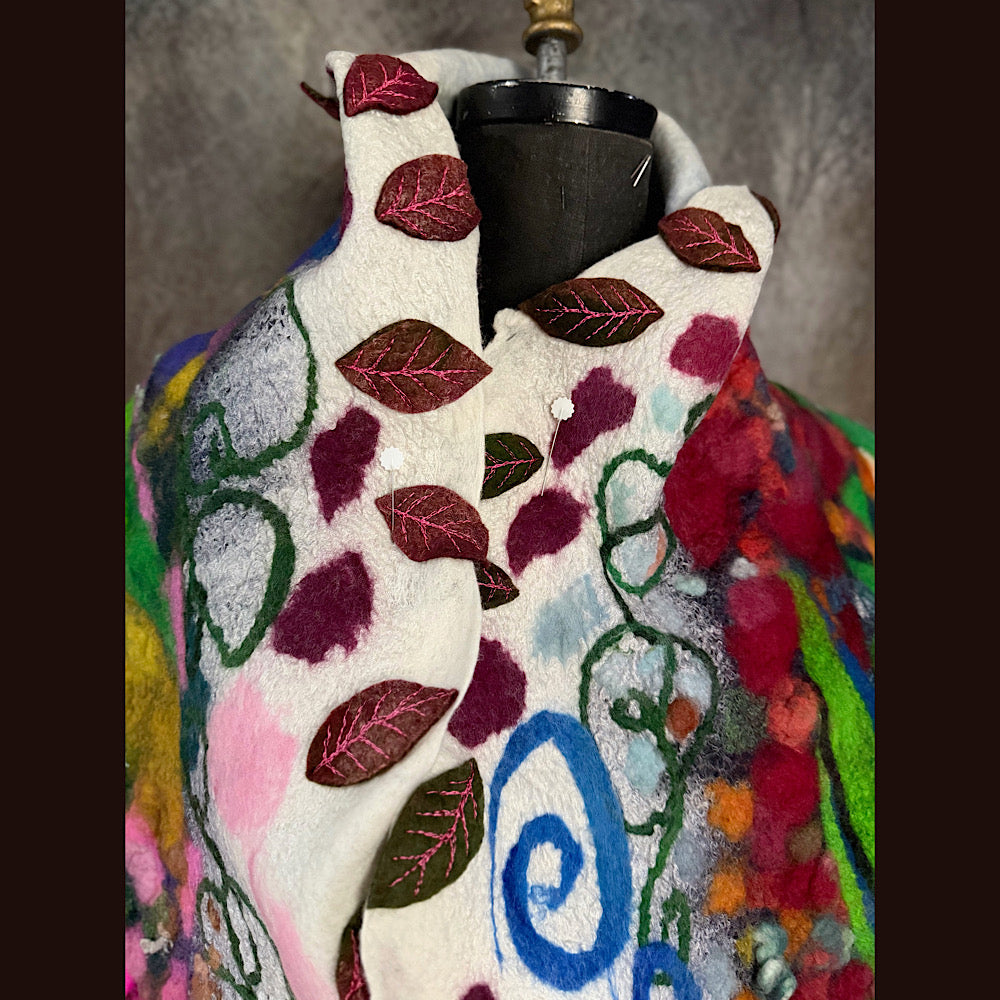 OOAK Handmade wool Felted Scarf 80” X 19”