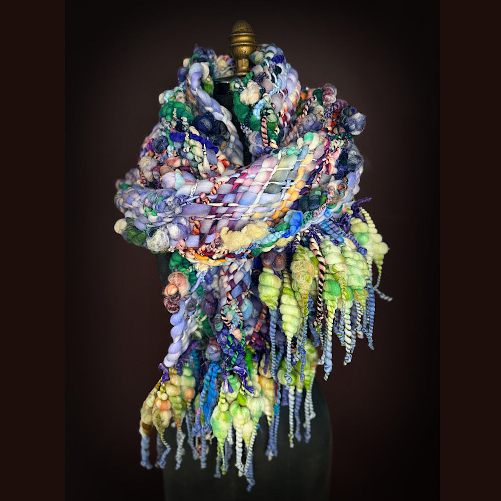 Handmade wool Woven Scarf 84” X 12”