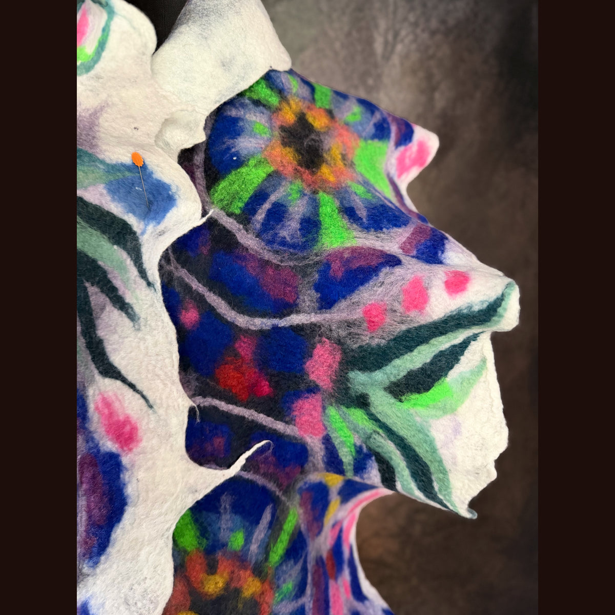 OOAK Handmade wool Felted Scarf 85”X 16” Original art work