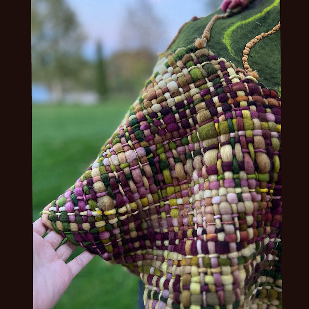 Felted and woven Shawl 82” X 21”