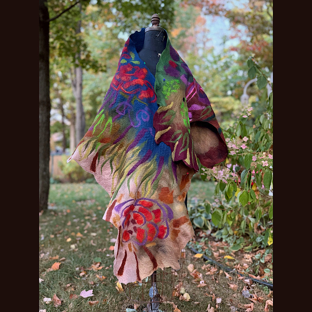 Handmade Felted Wool Scarf 80” X 22”