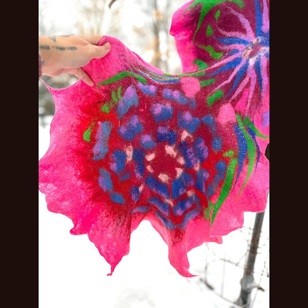 Handmade wool Felted Scarf 88” X 17”