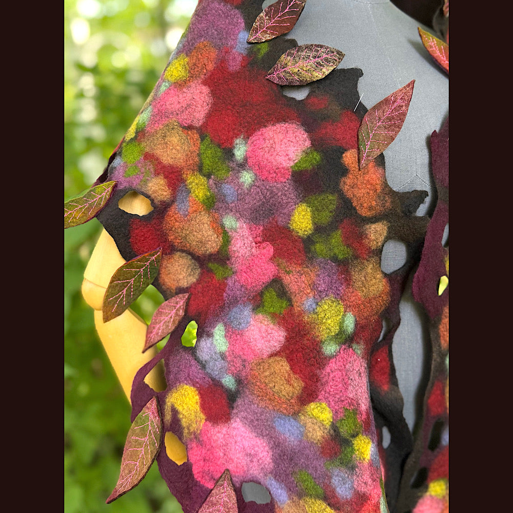 OOAK Handmade wool Felted Scarf 84” X 17” Original art work