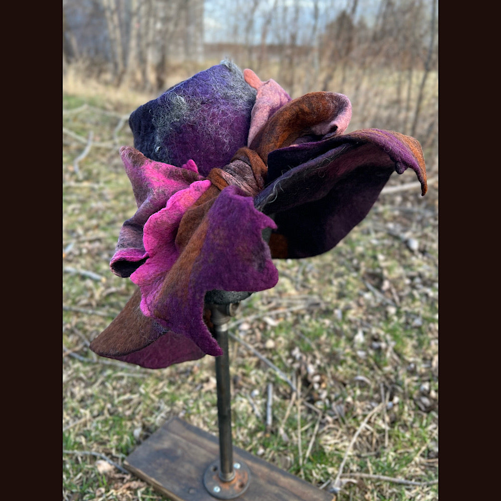 Large brim Felted hat with bow 24” large