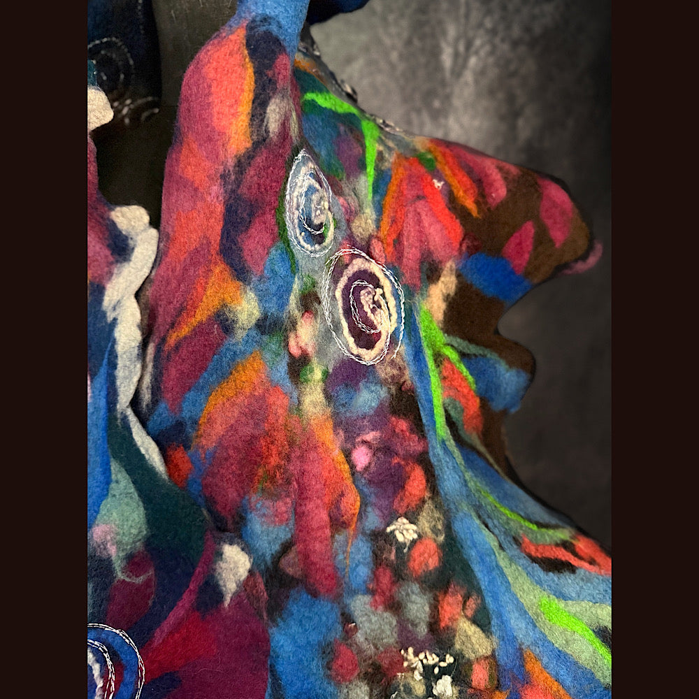 OOAK Handmade wool Felted Scarf 86” X 17”