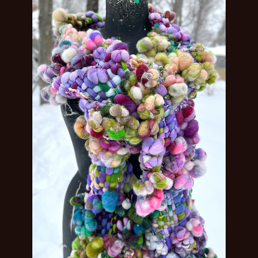 Winter rose Woven art yarn Scarf 100” X 7-8”