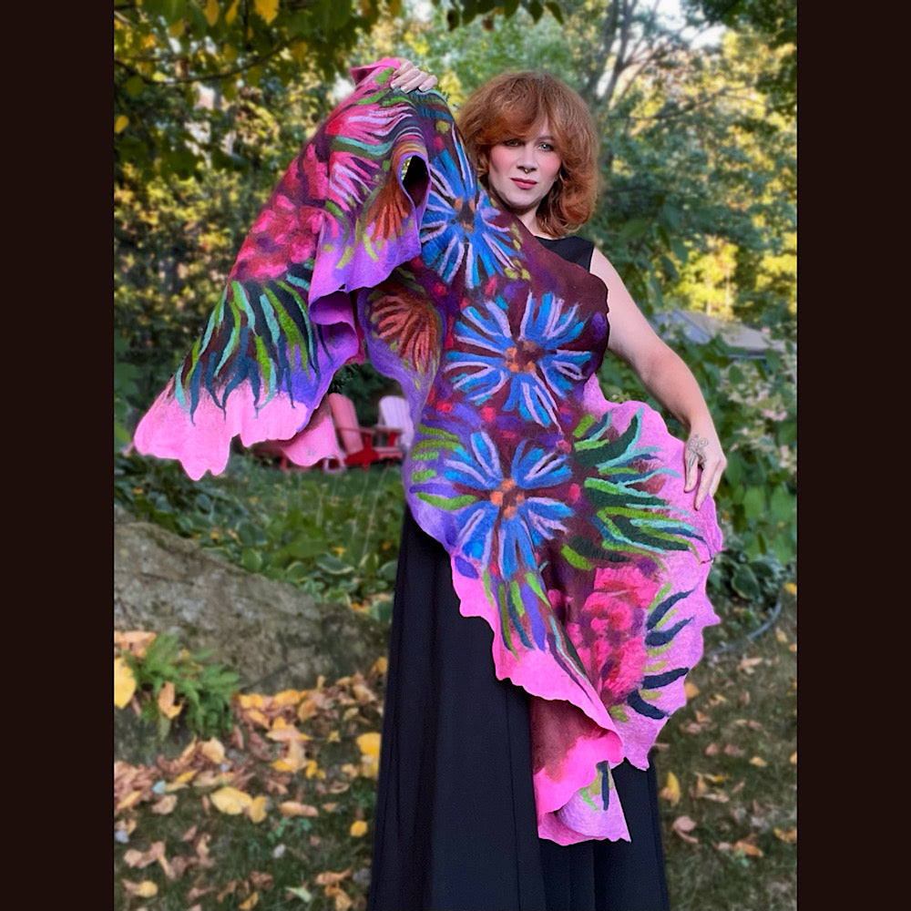 Handmade Felted wool Scarf 82” X 24”