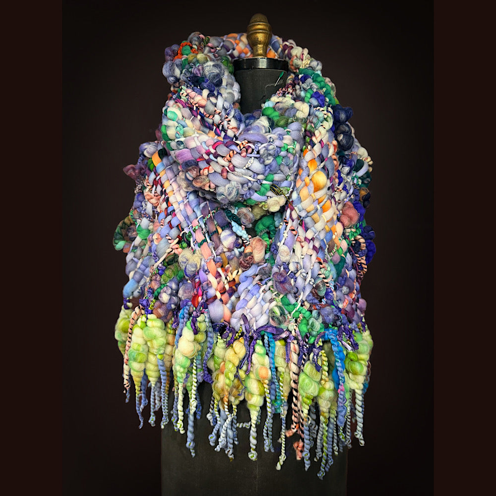 Handmade wool Woven Scarf 84” X 12”