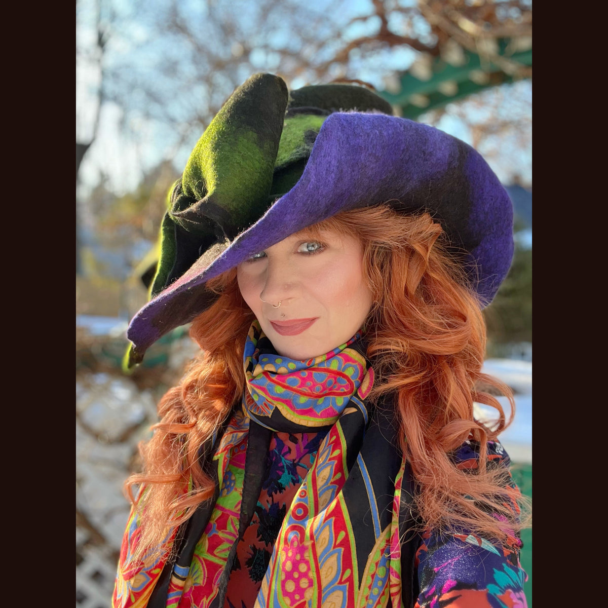 Felted top hat with bow 23” medium