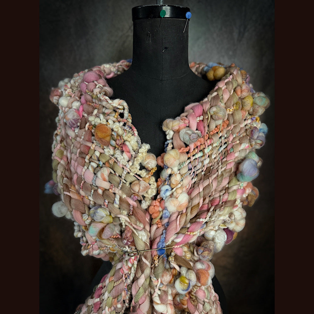 Handmade wool Woven Scarf 90” X 11”