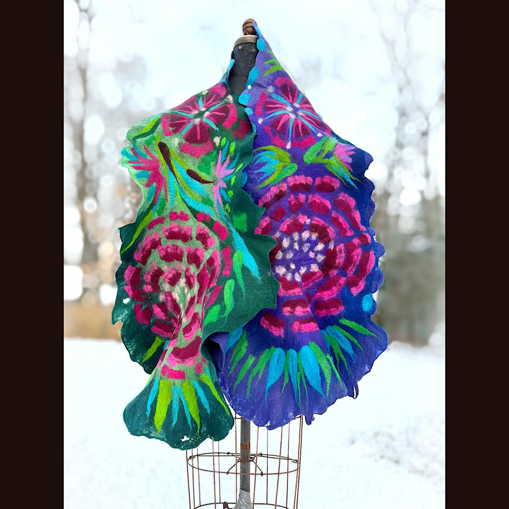 Handmade wool Felted Scarf 90” X 24”