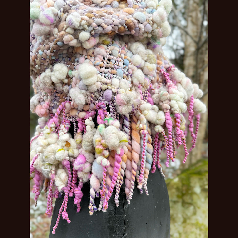 Handmade wool Woven Scarf shawlette 19”X 20”