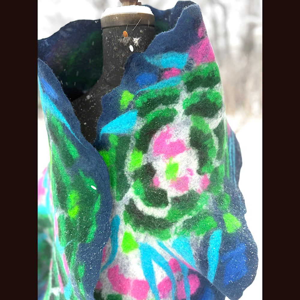 Handmade wool Felted Scarf 80” X 17”