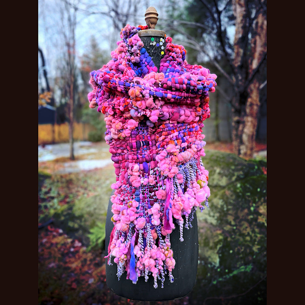 Handmade wool Woven Scarf 98” X 9”