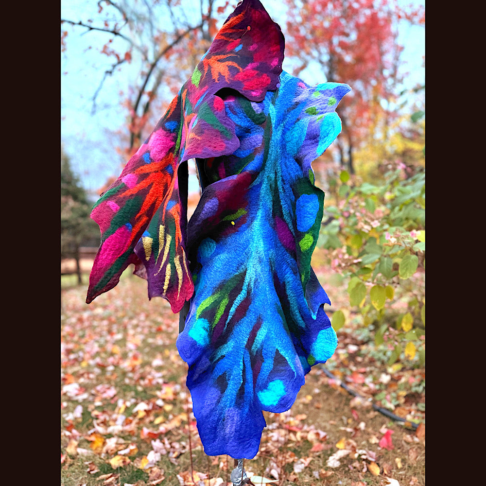 Handmade wool Felted Scarf 79” X 23”