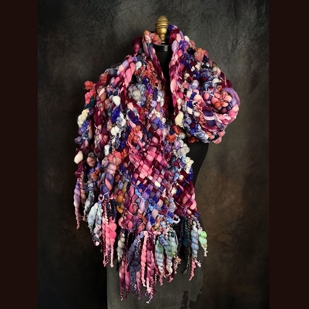 Handmade wool Woven Scarf 88” X 11”