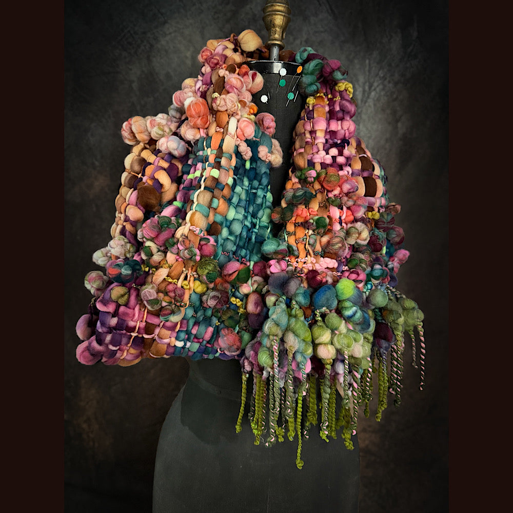 OOAK Handmade wool Woven Scarf 92” X 8”