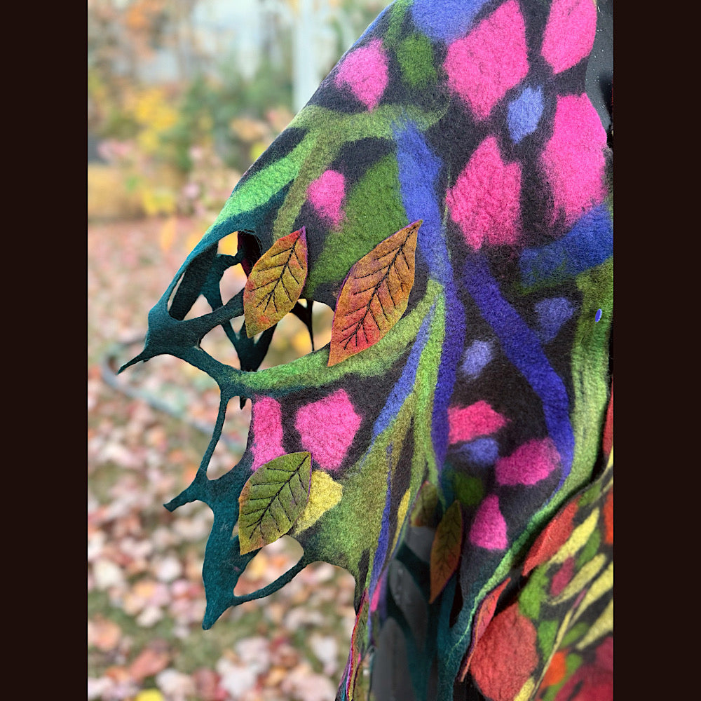 Handmade wool Felted Scarf 86 X 24”