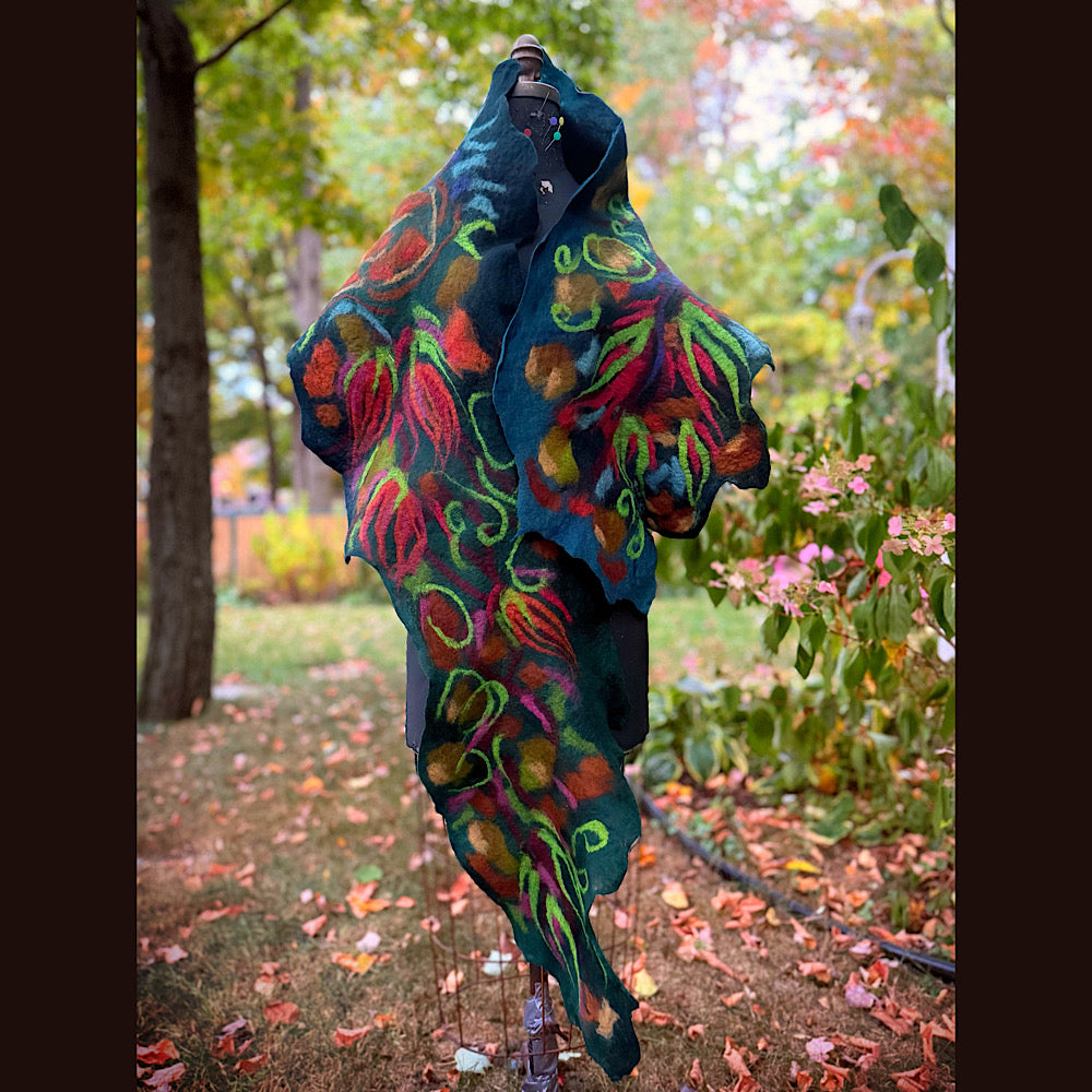 Handmade Felted Wool Scarf 85” X 21”