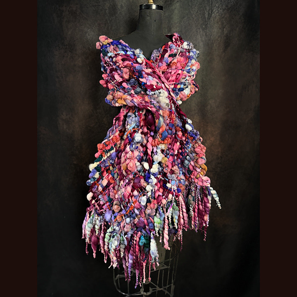 Handmade wool Woven Scarf 88” X 11”