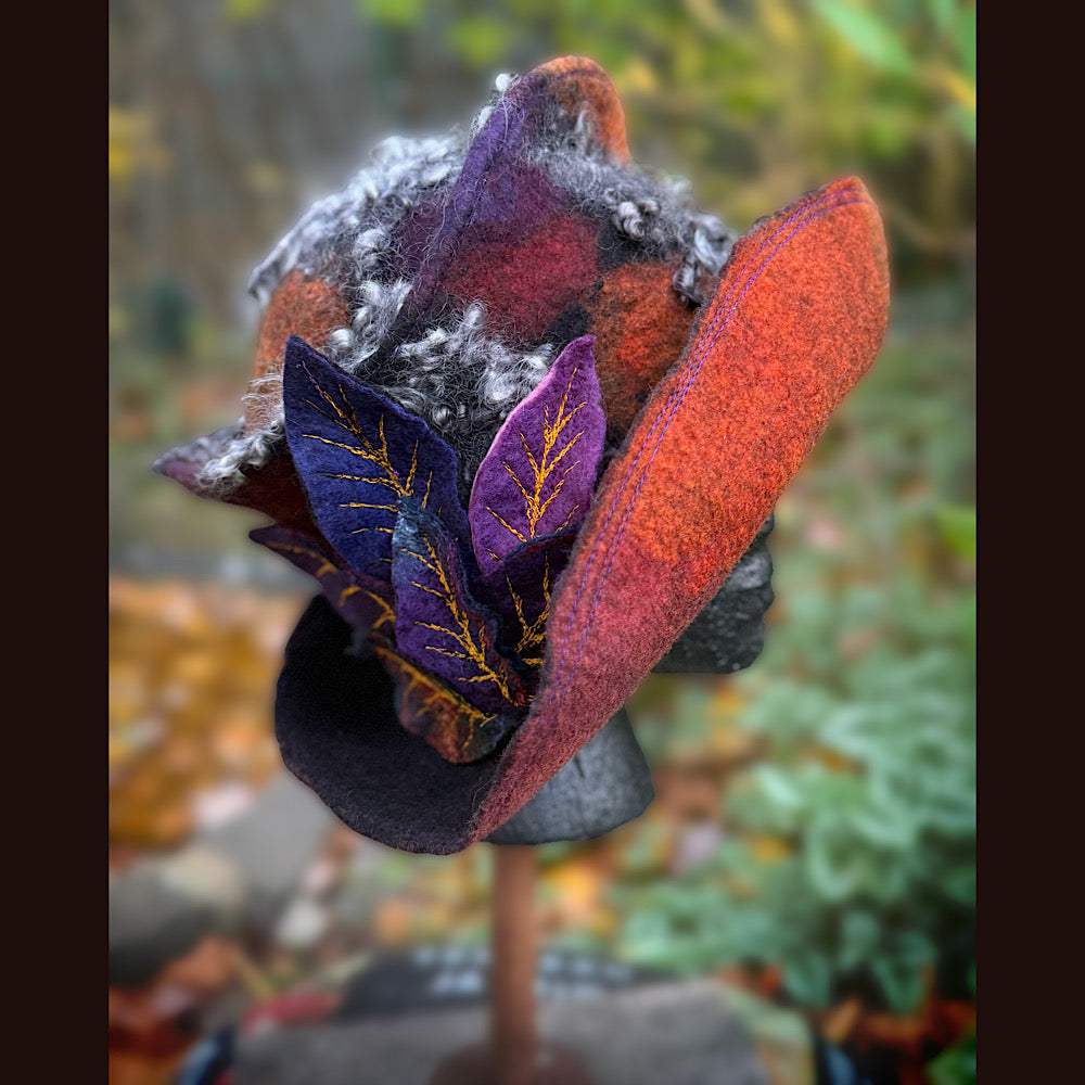 OOAK Handmade wool Felted hat 24” large
