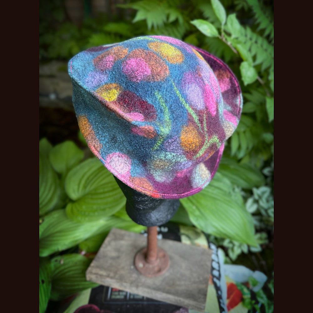 OOAK Handmade wool Felted hat 22” small