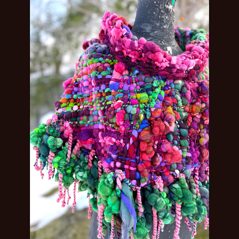 Handmade wool Woven Scarf shawlette