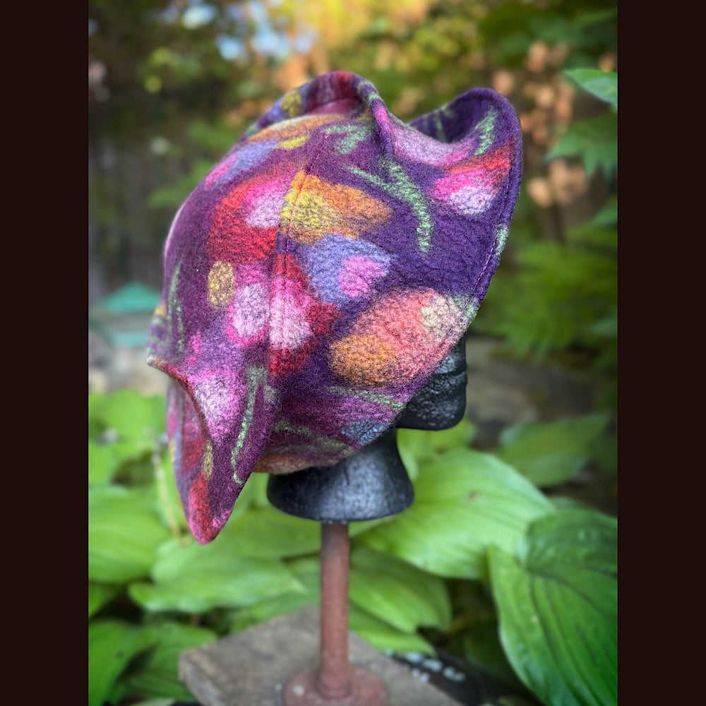 OOAK Handmade wool Felted hat 23.5” medium