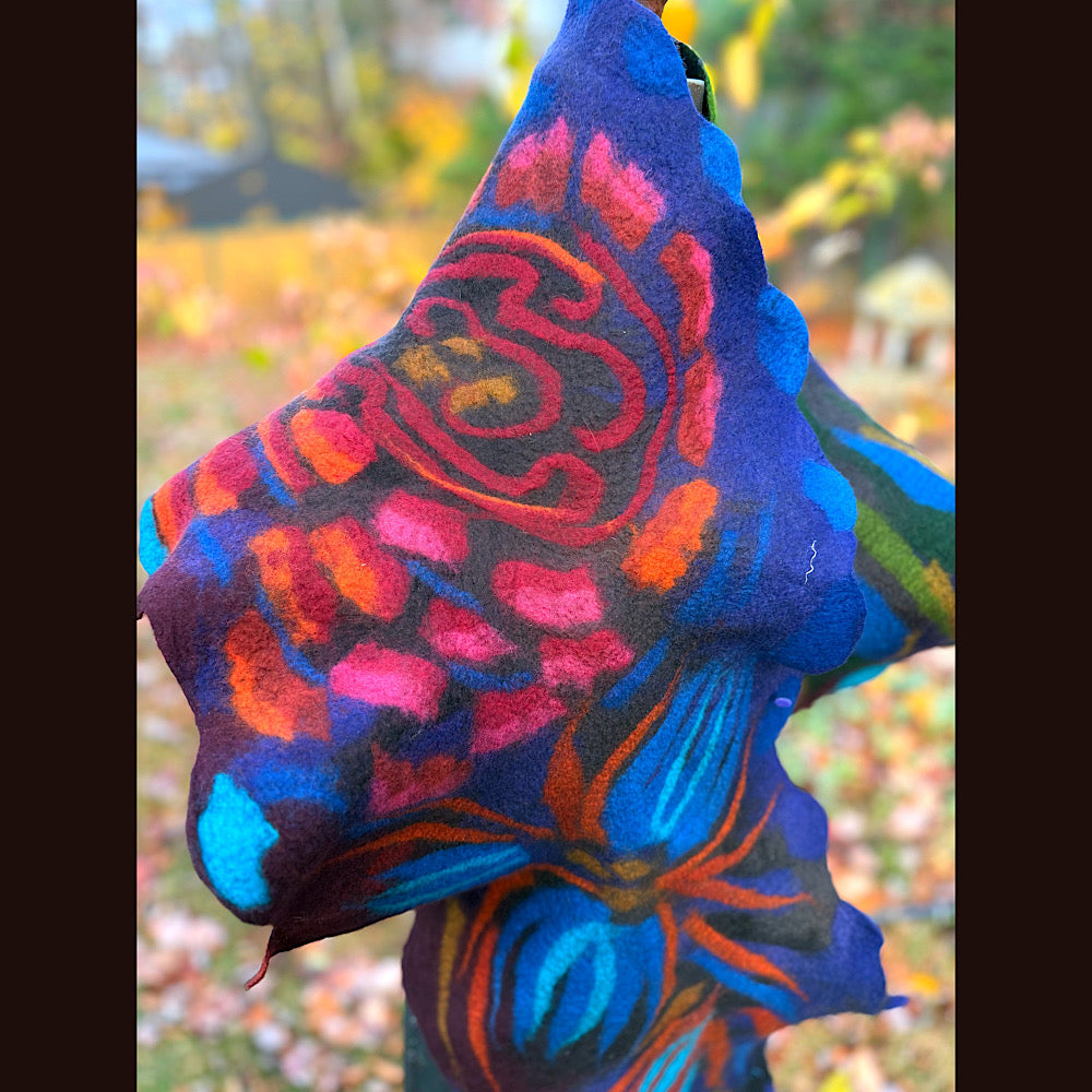 Handmade wool Felted Scarf 78” X 16”