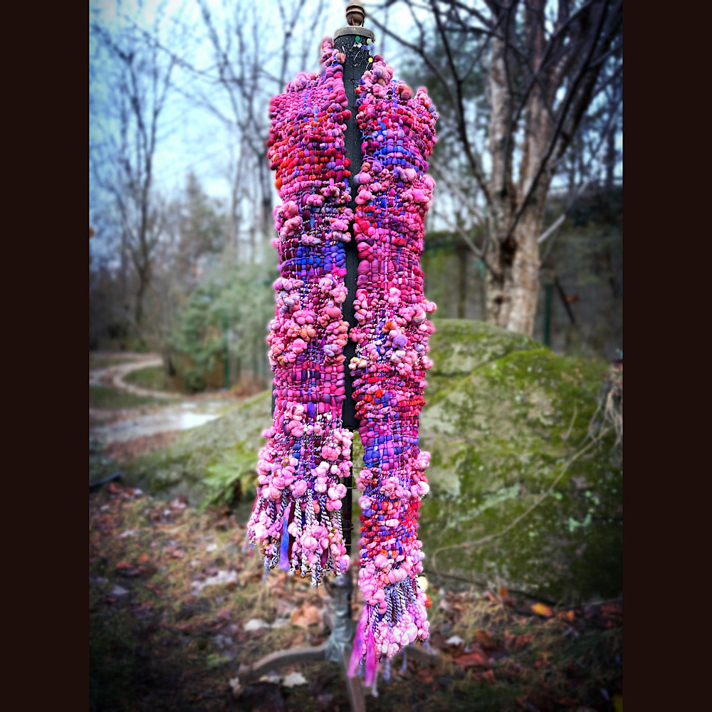 Handmade wool Woven Scarf 98” X 9”
