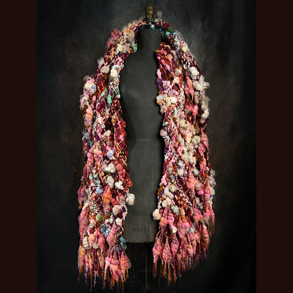 Handmade wool Woven Scarf 86” X 11”