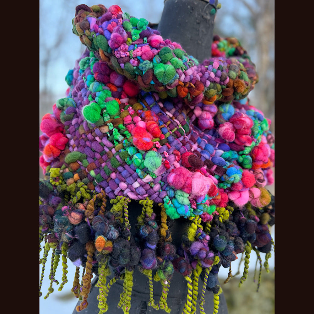 Handmade wool Woven Scarf shawlette 19” X 18”