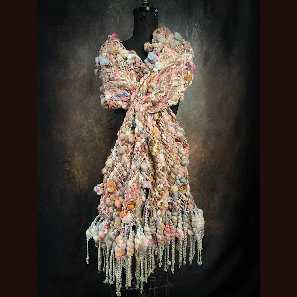 Handmade wool Woven Scarf 90” X 11”