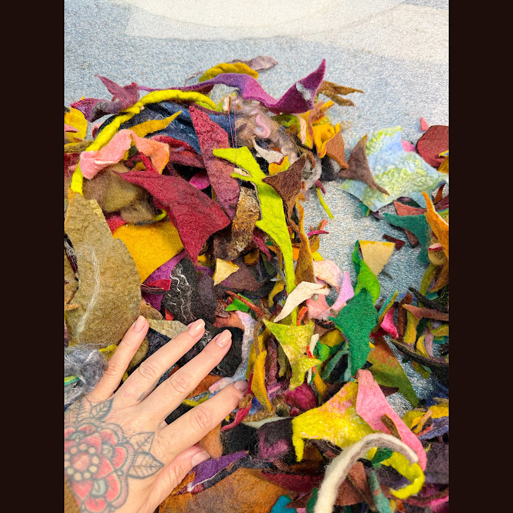 Handmade felted scraps of felt for crafting wet felting and needle felting 12 onces
