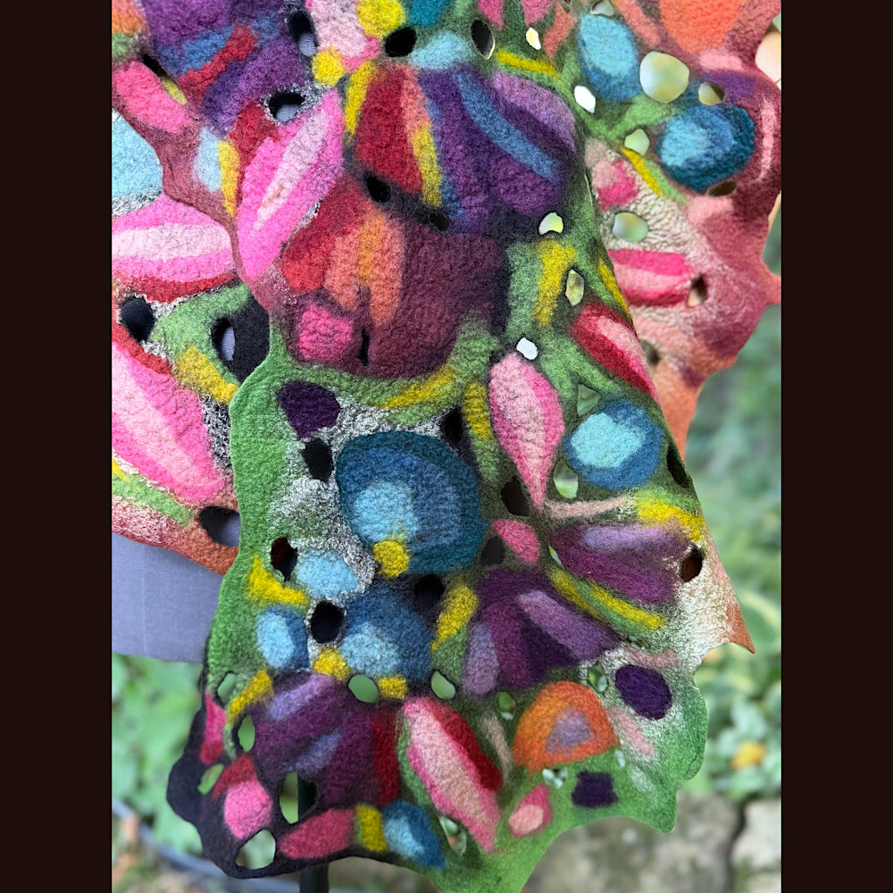 OOAK Handmade wool Felted Scarf 80” X 24”Original art work