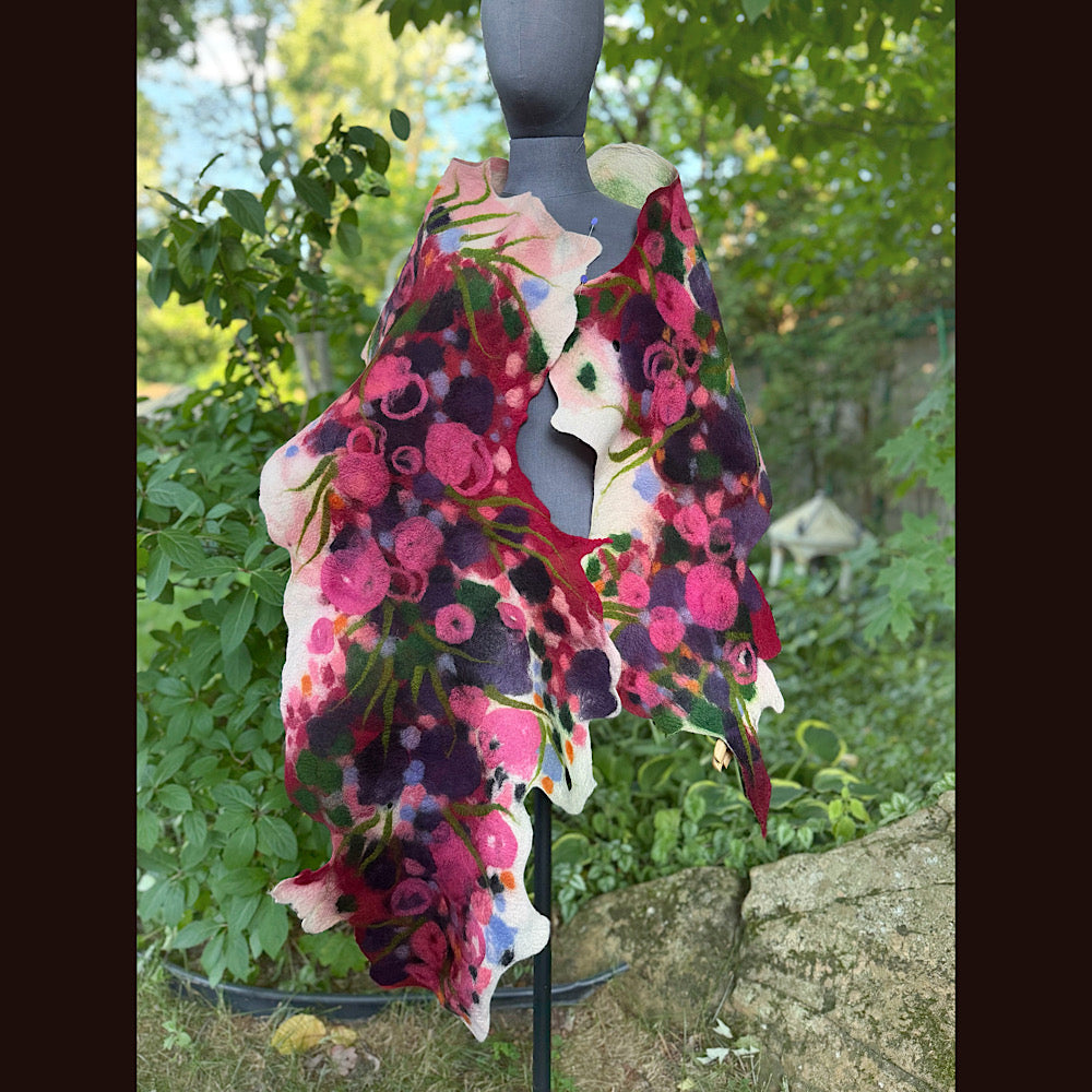 OOAK Handmade wool Felted Scarf 84” X 19” Original art work