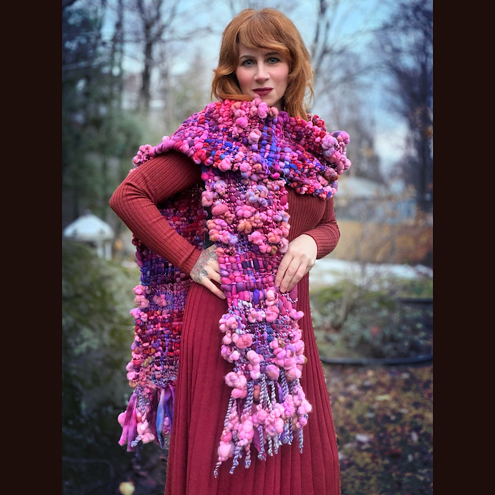 Handmade wool Woven Scarf 98” X 9”