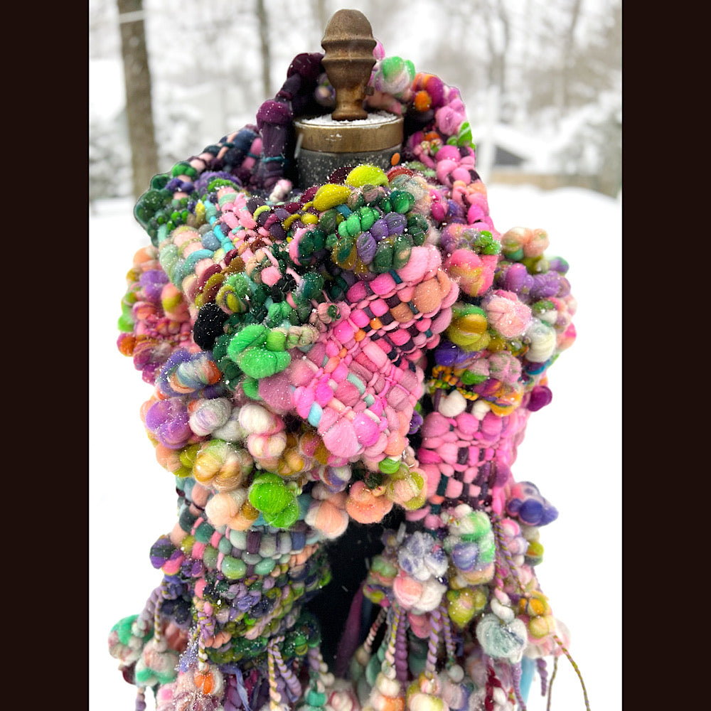 Frosted primroses woven art yarn Scarf 102” X 7”