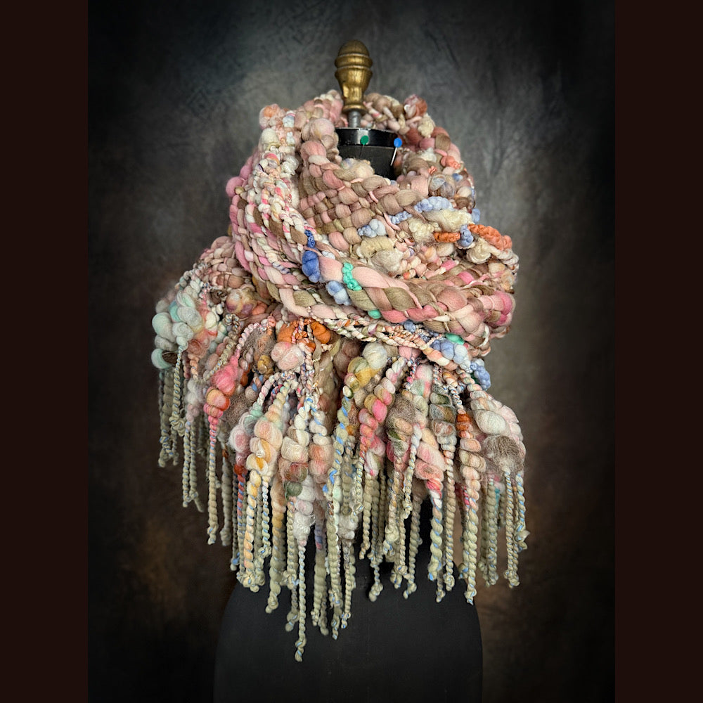 Handmade wool Woven Scarf 90” X 11”